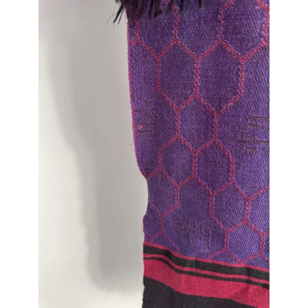 Christian Dior Monsieur Men's One Size Black Burgundy 100% Wool Vintage Scarf